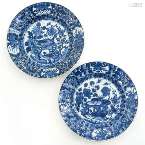 Two Blue and White Decor Plates