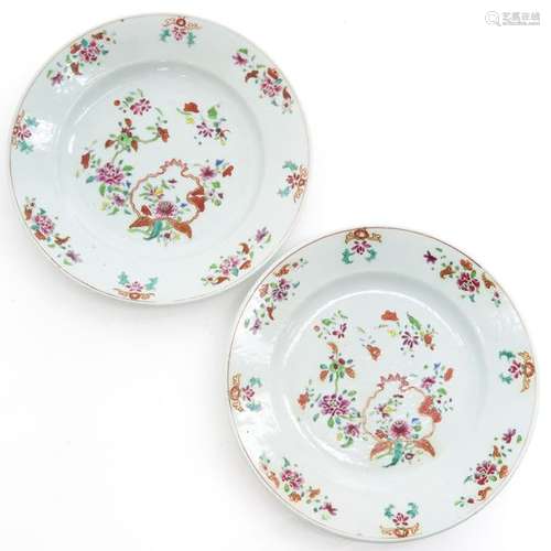 A Pair of Famille Rose Decor Plates