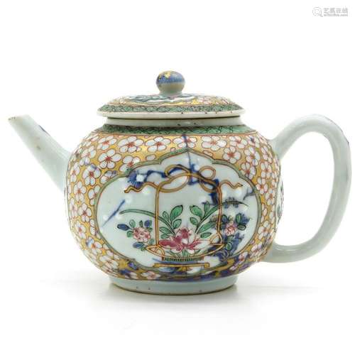 A Polychrome and Gilt Decor Teapot