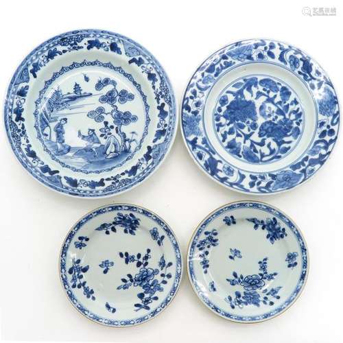 Four Blue and White Decor Plates