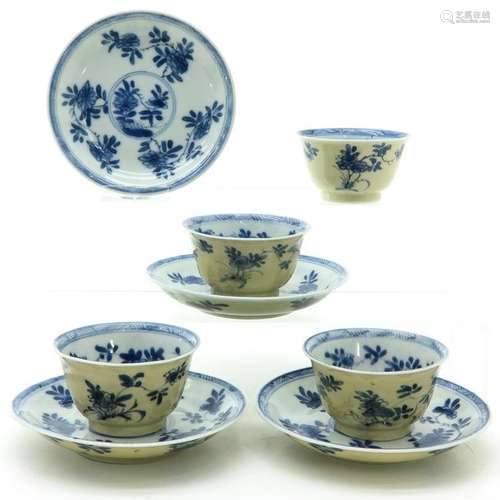 A Set of Four Cups and Saucers