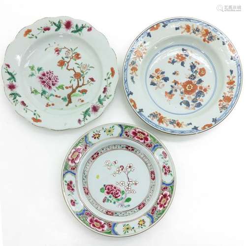 Three Polychrome Decor Plates