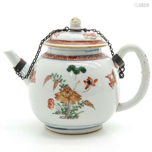 A Famille Verte and Gilt Decor Teapot