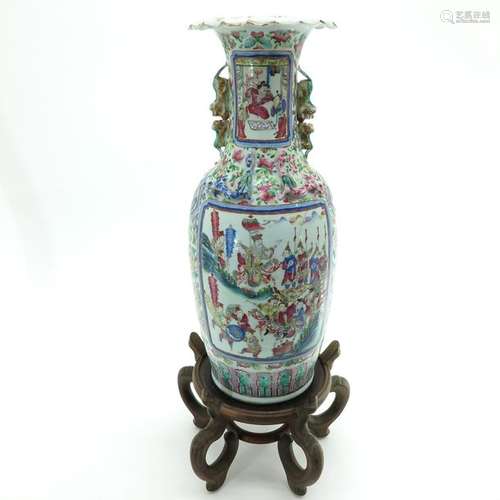 A Fine Cantonese Vase on Wood Base