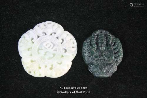 Two Chinese carved hardstone pendants.