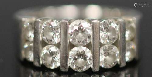 LADY'S DIAMOND CHANNEL SET PLATINUM RING