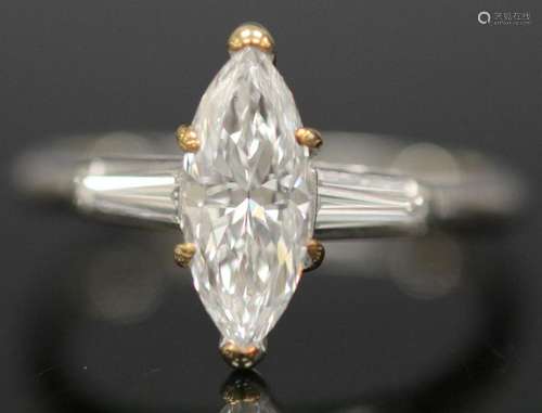 LADY'S 1.5 CT MARQUISE DIAMOND PLATINUM RING