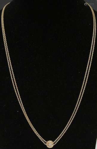 14KT GOLD CHAIN NECKLACE W/ DIAMOND PENDANT