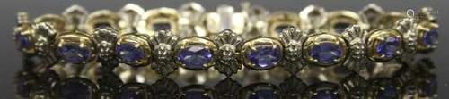 TANZANITE & DIAMOND TWO-TONE 14KT GOLD BRACELET