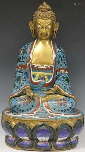 EARLY CHINESE CLOISONNE BUDDHA, 24