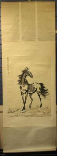 VINTAGE CHINESE WATERCOLOR OF HORSE, SIGNED