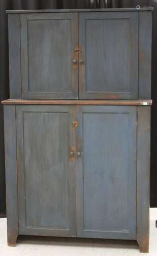 COUNTRY BLUE PAINTED DOUBLE DOOR CABINET
