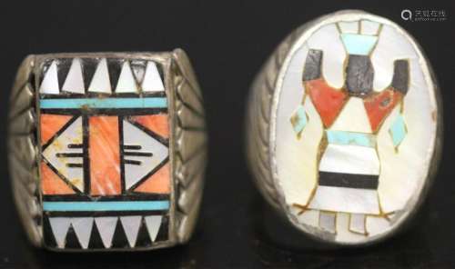 LOT OF (2) NATIVE AMERICAN STERLING SILVER RINGS