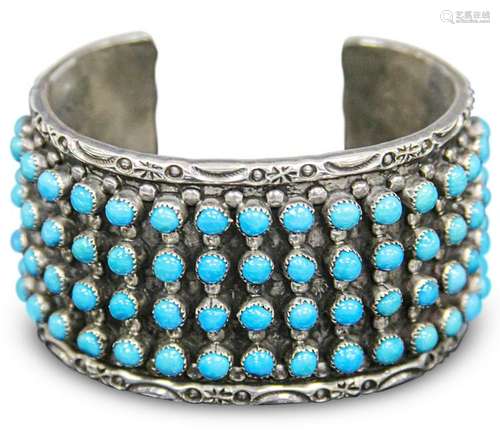 NATIVE AMERICAN ZUNI STERLING SILVER BRACELET