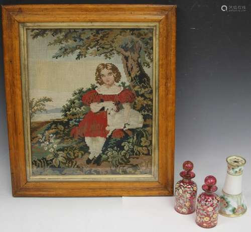 LOT OF (4) VICTORIAN DECOR, INCL. NEEDLEWORK