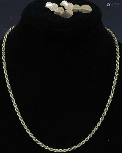 LOT OF (2) 14KT GOLD: CHAIN NECKLACE & EARRINGS