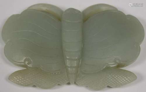 CHINESE CARVED JADE BUCKLE, 3 3/4