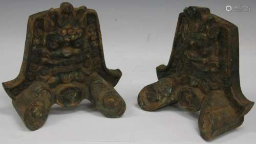 PAIR OF JAPANESE CAST IRON BOOKENDS, 7