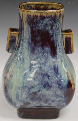 CHINESE BLUE FLAMBE POTTERY VASE, 12