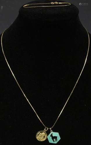 LOT OF (2) 14KT & STERLING NECKLACE & BRACELET