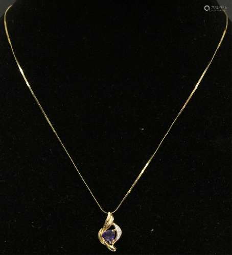 14KT NECKLACE W/ AMETHYST PENDANT