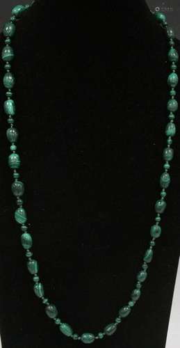 BEADED MALACHITE NECKLACE, 135 GRAMS