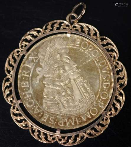 18KT GOLD LEOPOLD COIN PENDANT
