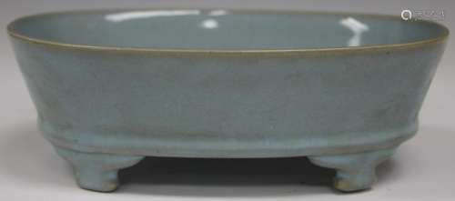 CHINESE BLUE CELADON OVAL DISH