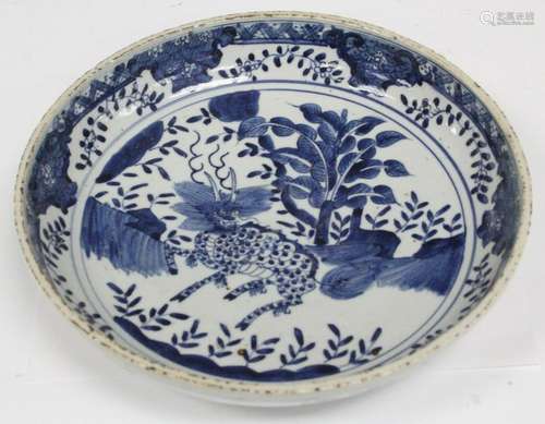 CHINESE BLUE & WHITE LOW BOWL, 11