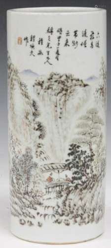 CHINESE PAINTING ON PORCELAIN BRUSH POT, 11