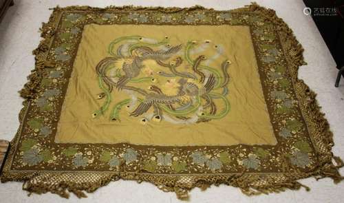 19TH C. JAPANESE SILK WOVEN TAPESTRY