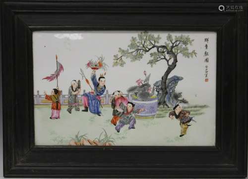 CHINESE REPUBLIC PERIOD PAINTED PLAQUE