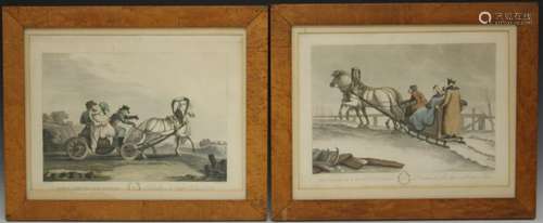 PAIR OF 18TH C. COLORED LITHOGRAPHS OF CARRIAGES