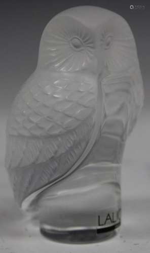LALIQUE CRYSTAL FIGURE OF OWL W/ BOX