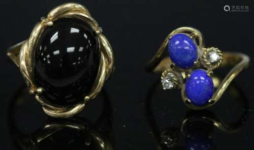 LOT OF (2) VINTAGE 14KT GOLD RINGS: LAPIS & ONYX