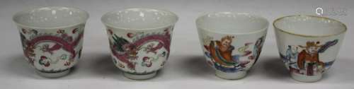 (2) PAIRS OF CHINESE PORCELAIN ENAMELED TEA CUPS
