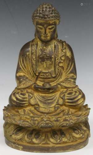 CHINESE SEATED CAST METAL BUDDHA, 9