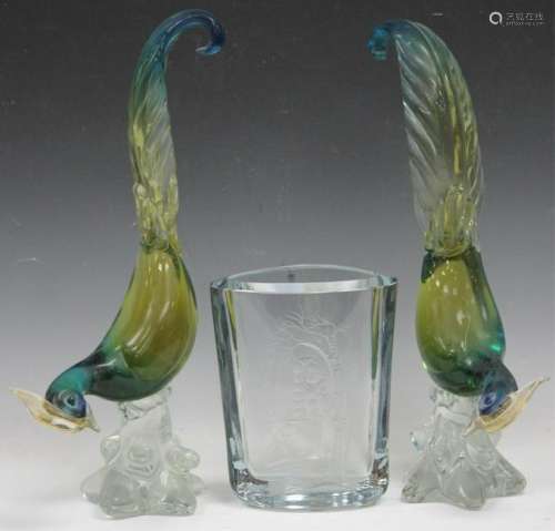 LOT OF (3) VINTAGE ART GLASS, INCL. MURANO