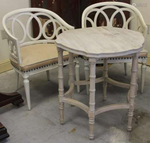LOT OF (3) 20TH C. WHITE PAINTED FURNITURE