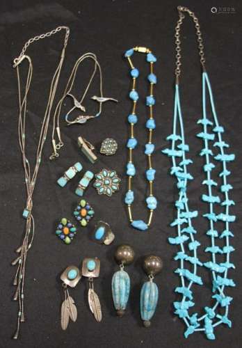 LOT OF (18) TURQUOISE & MIXED STONE JEWELRY
