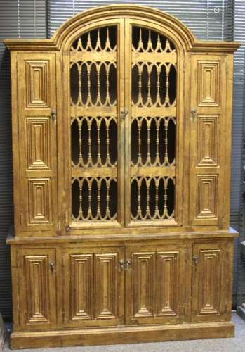 CONTINENTAL PAINTED CARVED WOOD CABINET