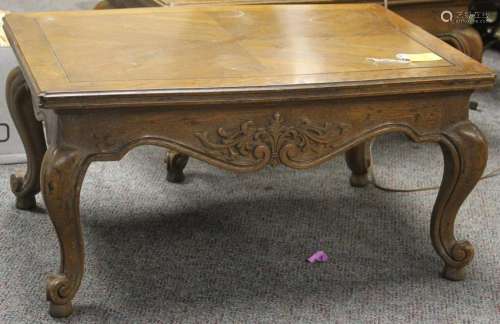 PAIR OF CARVED OAK TABLES, 15