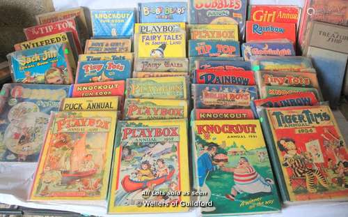 Quantity of children's annuals including PlayBox, The Tip Top Book, Bobby Bears, Rainbow, Bubbles,