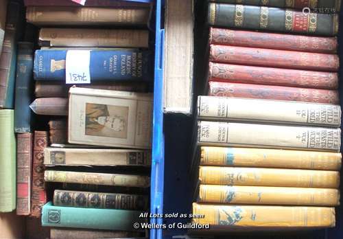 Two boxes of assorted books, various subjects, some leather bindings