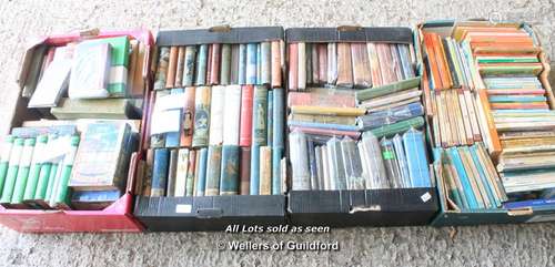 Four boxes of novels including some with pictorial covers, some paperbacks.