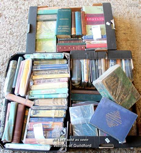 Three boxes of books, assorted topics including biography, law,