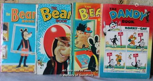 Beano Books 1958, 1968 & 1971; Dandy Book, 1955.