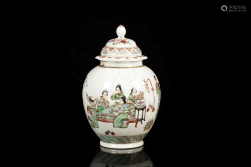 FAMILLE ROSE 'LADIES' JAR WITH COVER
