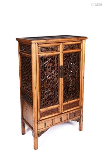 OPENWORK CARVED WOODEN KITCHEN CABINET