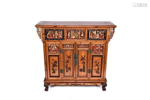 WOOD CARVED SMALL CABINET